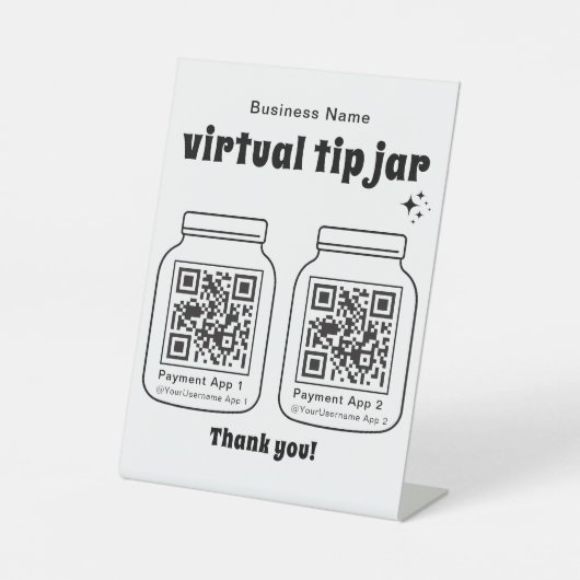 Virtual Tip Jar mit 2 QR Code Sockelschild (Vorderseite)
