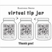 Virtual Tip Jar mit 3 QR Code Aufkleber (Vorderseite)