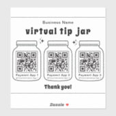 Virtual Tip Jar mit 3 QR Code Aufkleber (Blatt)