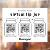 Virtual Tip Jar mit 3 QR Code Fensteraufkleber (Blatt 2)