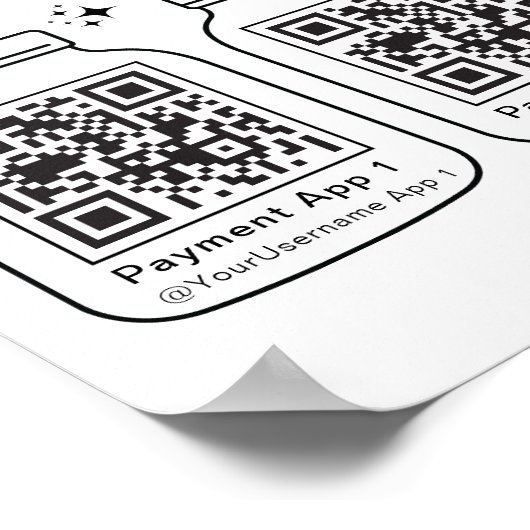 Virtual Tip Jar mit 3 QR Code Poster (Ecke)