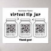 Virtual Tip Jar mit 3 QR Code Poster (Vorne)