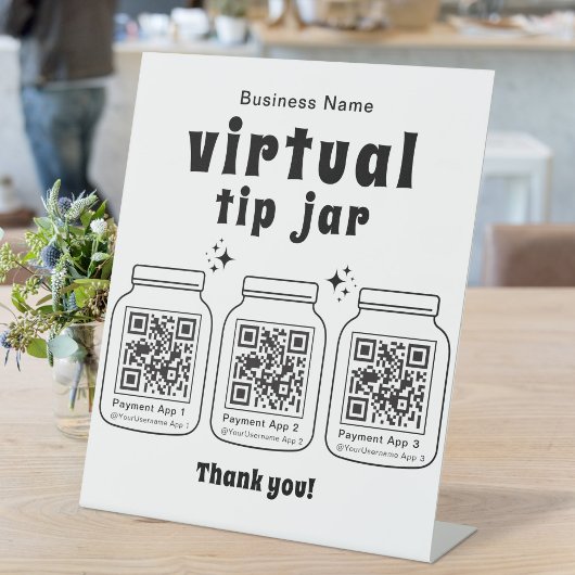 Virtual Tip Jar mit 3 QR Code Sockelschild