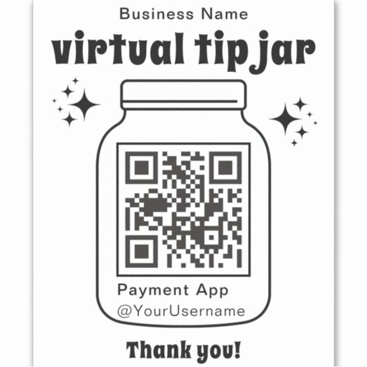 Virtual Tip Jar mit QR-Code Aufkleber (Vorderseite)