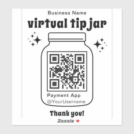 Virtual Tip Jar mit QR-Code Aufkleber (Blatt)