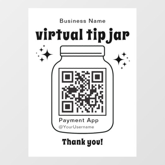 Virtual Tip Jar mit QR-Code Fensteraufkleber (Blatt)