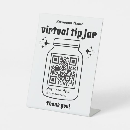 Virtual Tip Jar mit QR-Code Sockelschild (Vorderseite)