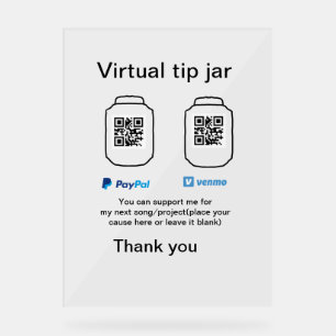Virtual tip jar q oder Code-Geld-Spende PayPal ven Acrylschild