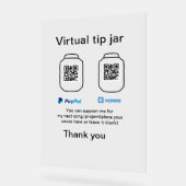 Virtual tip jar q oder Code-Geld-Spende PayPal ven Acrylschild (Winkel)