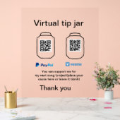 Virtual tip jar q oder Code-Geld-Spende PayPal ven Acrylschild (Hochzeit)