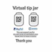 Virtual tip jar q oder Code-Geld-Spende PayPal ven Aufkleber (Vorderseite)