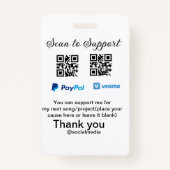 Virtual tip jar q oder Code-Geld-Spende PayPal ven Ausweis (Rückseite)