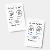 Virtual tip jar q oder Code-Geld-Spende PayPal ven Ausweis (Vorder- & Rückseite)
