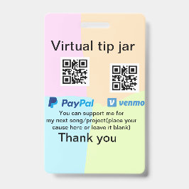 Virtual tip jar q oder Code-Geld-Spende PayPal ven Ausweis