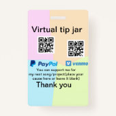 Virtual tip jar q oder Code-Geld-Spende PayPal ven Ausweis (Rückseite)