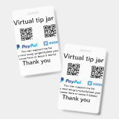 Virtual tip jar q oder Code-Geld-Spende PayPal ven Ausweis (Vorder- & Rückseite)