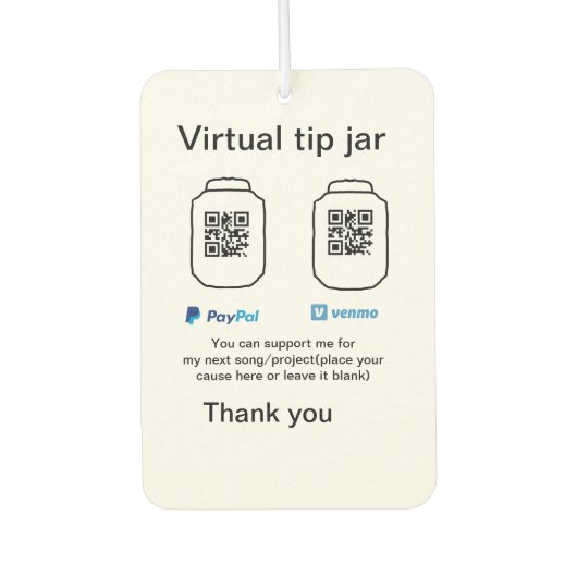 Virtual tip jar q oder Code-Geld-Spende PayPal ven Autolufterfrischer (Vorderseite)
