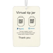 Virtual tip jar q oder Code-Geld-Spende PayPal ven Autolufterfrischer (Rückseite)