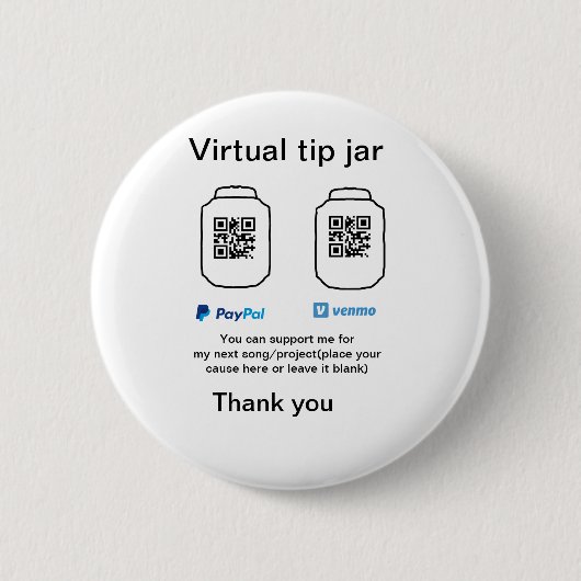 Virtual tip jar q oder Code-Geld-Spende PayPal ven Button (Vorderseite)
