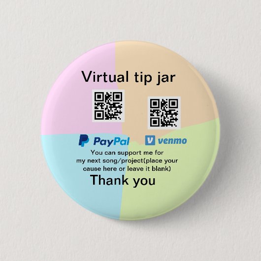 Virtual tip jar q oder Code-Geld-Spende PayPal ven Button (Vorderseite)