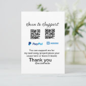 Virtual tip jar q oder Code-Geld-Spende PayPal ven Dankeskarte (Stehend Vorderseite)