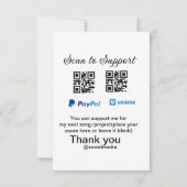 Virtual tip jar q oder Code-Geld-Spende PayPal ven Dankeskarte (Rückseite)