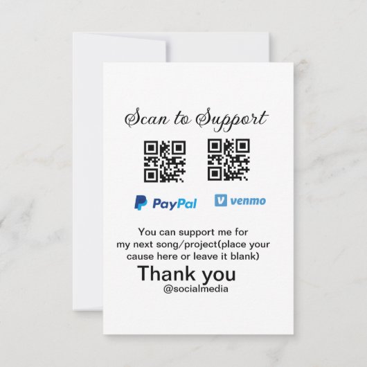 Virtual tip jar q oder Code-Geld-Spende PayPal ven Dankeskarte (Rückseite)