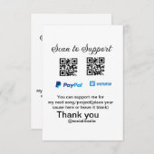 Virtual tip jar q oder Code-Geld-Spende PayPal ven Dankeskarte (Vorne/Hinten)