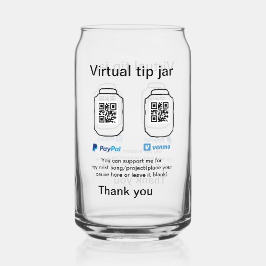 Virtual tip jar q oder Code-Geld-Spende PayPal ven Dosenglas (Vorderseite)