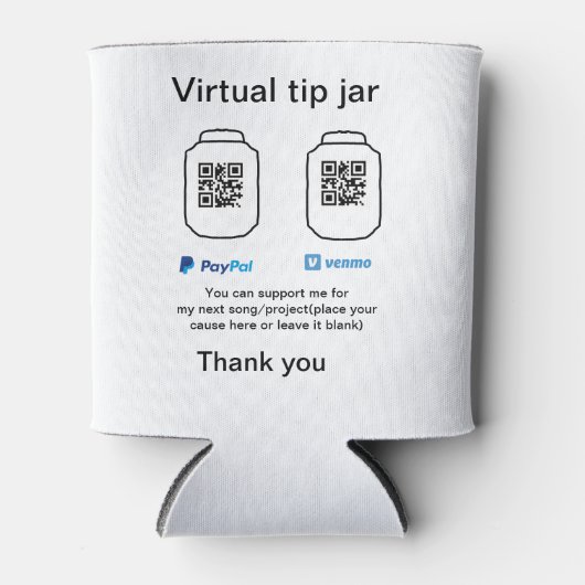 Virtual tip jar q oder Code-Geld-Spende PayPal ven Dosenkühler (Vorderseite)