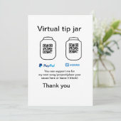 Virtual tip jar q oder Code-Geld-Spende PayPal ven Einladung (Stehend Vorderseite)