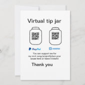 Virtual tip jar q oder Code-Geld-Spende PayPal ven Einladung (Rückseite)
