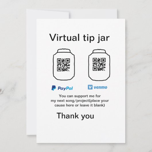 Virtual tip jar q oder Code-Geld-Spende PayPal ven Einladung (Rückseite)