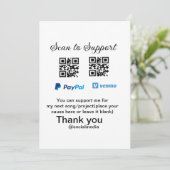 Virtual tip jar q oder Code-Geld-Spende PayPal ven Einladung (Stehend Vorderseite)