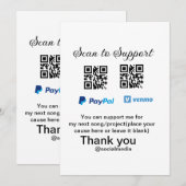 Virtual tip jar q oder Code-Geld-Spende PayPal ven Einladung (Vorne/Hinten)