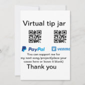 Virtual tip jar q oder Code-Geld-Spende PayPal ven Einladung (Vorderseite)