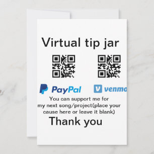 Virtual tip jar q oder Code-Geld-Spende PayPal ven Einladung