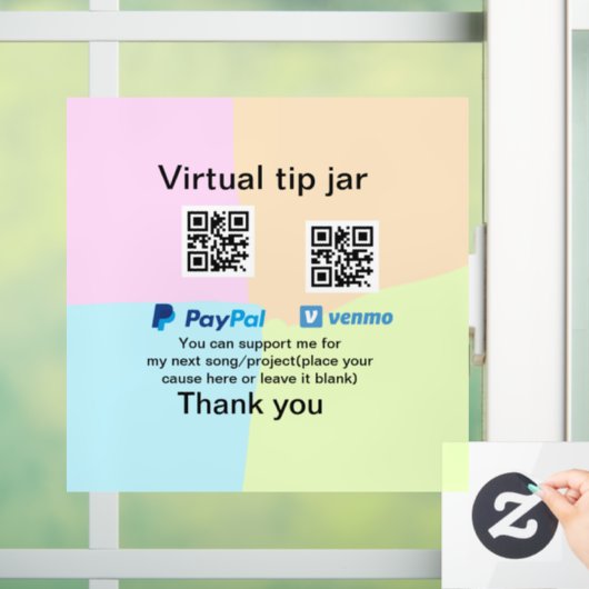 Virtual tip jar q oder Code-Geld-Spende PayPal ven Fensteraufkleber (Zuhause)