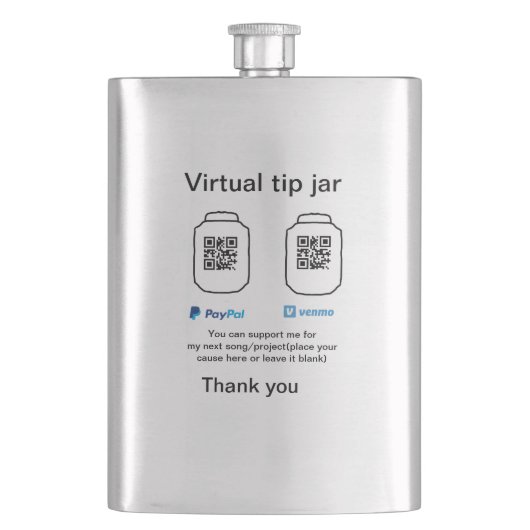 Virtual tip jar q oder Code-Geld-Spende PayPal ven Flachmann (Vorderseite)