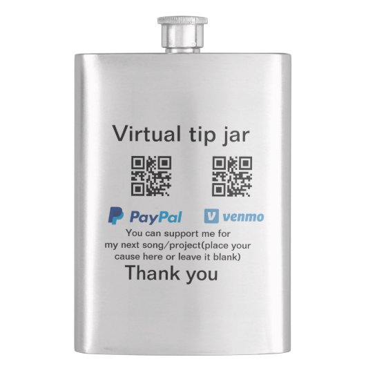 Virtual tip jar q oder Code-Geld-Spende PayPal ven Flachmann (Vorderseite)