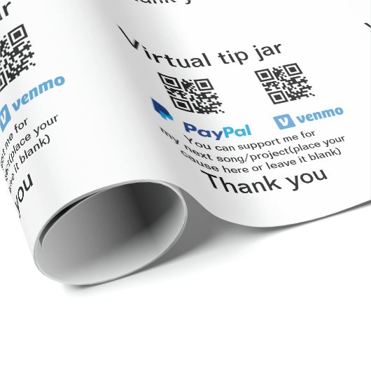 Virtual tip jar q oder Code-Geld-Spende PayPal ven Geschenkpapier (Rolleneckpunkt)
