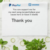 Virtual tip jar q oder Code-Geld-Spende PayPal ven Geschirrtuch (Gefaltet)