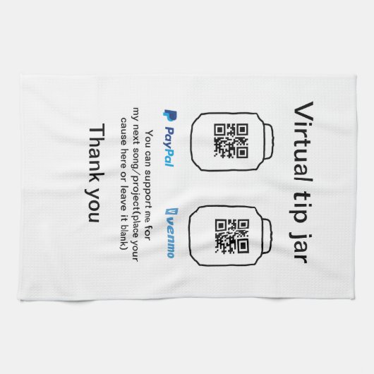 Virtual tip jar q oder Code-Geld-Spende PayPal ven Geschirrtuch (Horizontal)