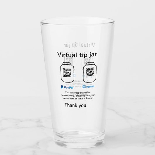 Virtual tip jar q oder Code-Geld-Spende PayPal ven Glas (Vorderseite)