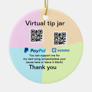 Virtual tip jar q oder Code-Geld-Spende PayPal ven Keramik Ornament