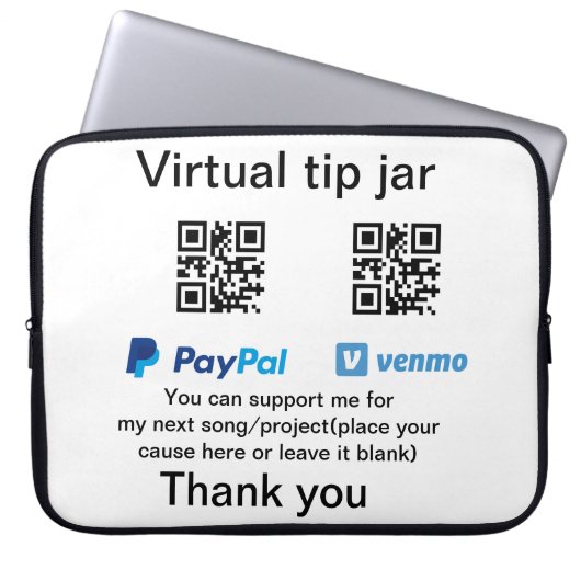 Virtual tip jar q oder Code-Geld-Spende PayPal ven Laptopschutzhülle (Vorderseite)