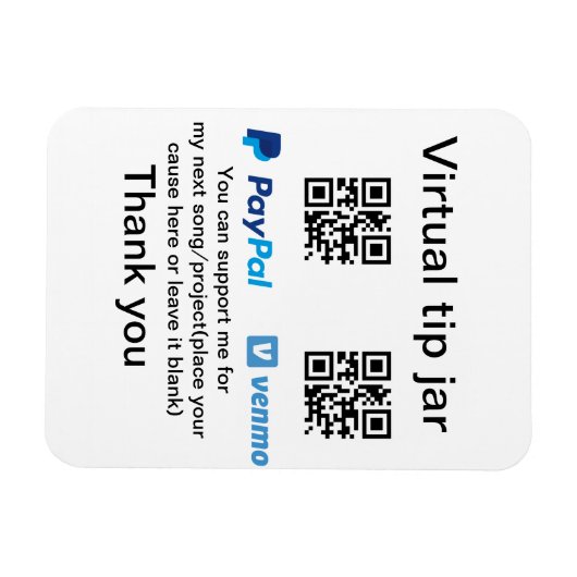 Virtual tip jar q oder Code-Geld-Spende PayPal ven Magnet (Horizontal)