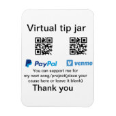 Virtual tip jar q oder Code-Geld-Spende PayPal ven Magnet (Vertikal)