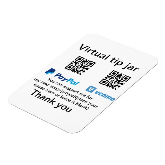 Virtual tip jar q oder Code-Geld-Spende PayPal ven Magnet (Linke Seite)