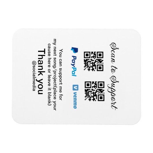 Virtual tip jar q oder Code-Geld-Spende PayPal ven Magnet (Horizontal)